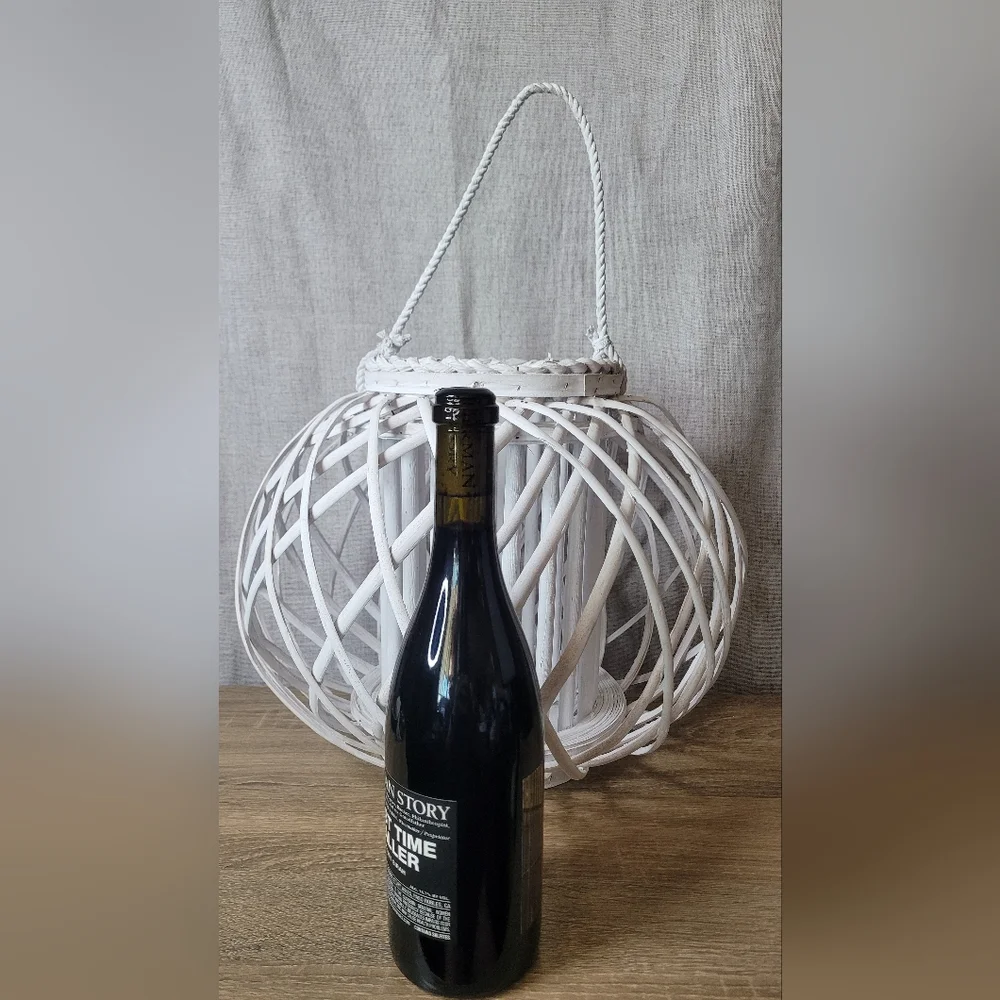 Large White Woven Lantern Wicker Beach Nautical